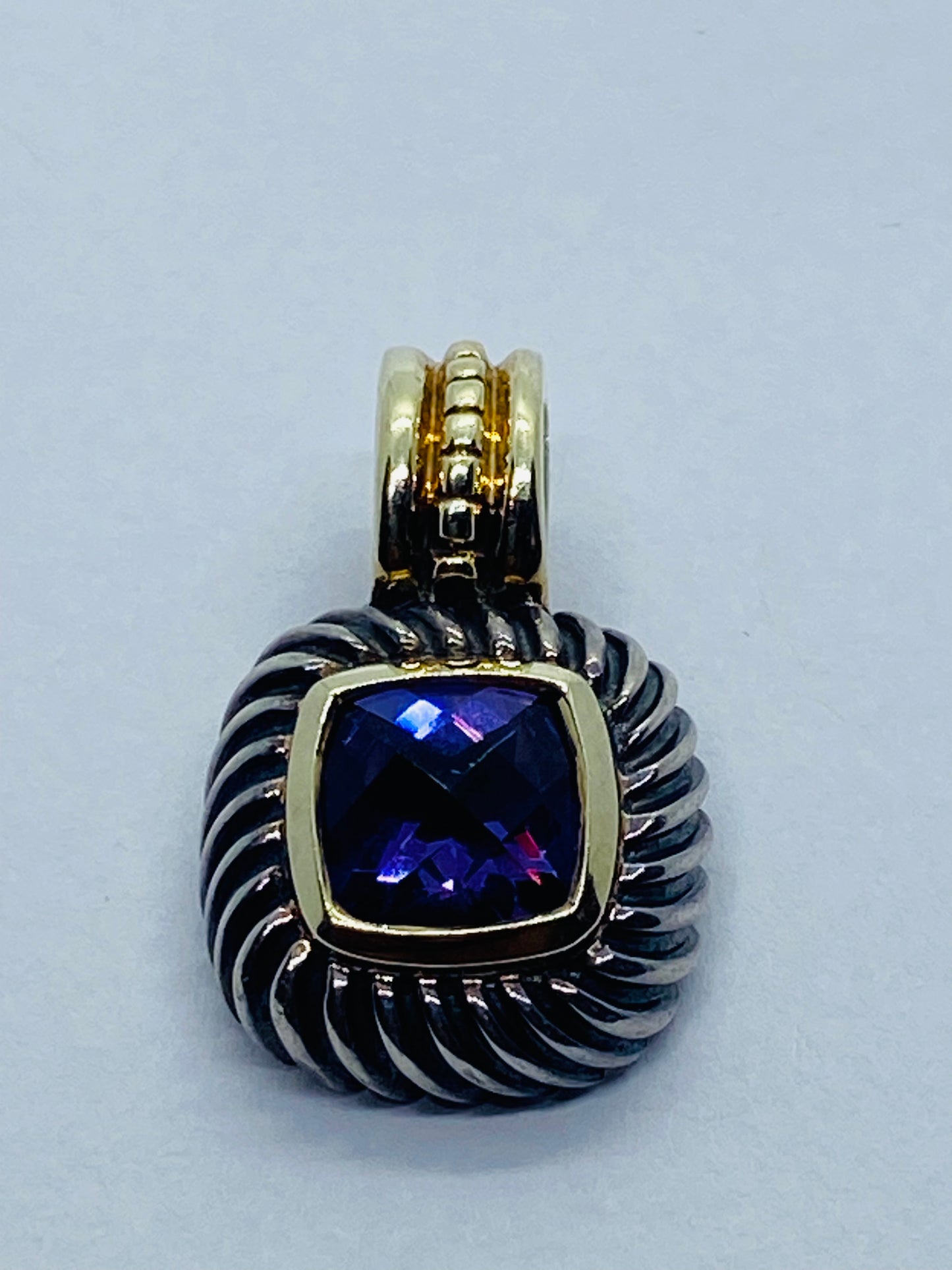 DAVID YURMAN 14KT GOLD & STERLING SILVER AMETHYST ALBION ENHANCER PENDANT