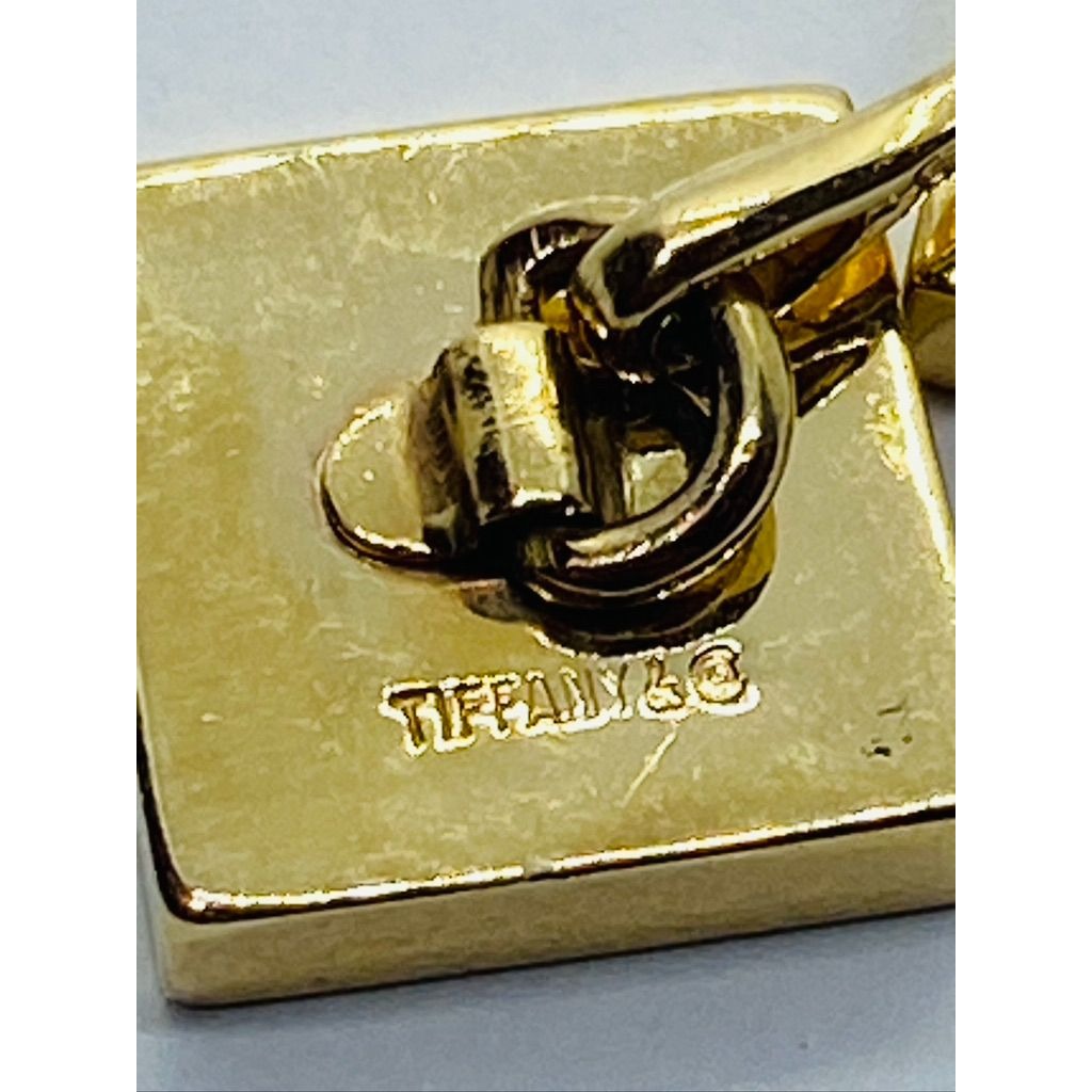 Tiffany and Co 14K Yellow Gold Square Cufflinks Ribbed Design