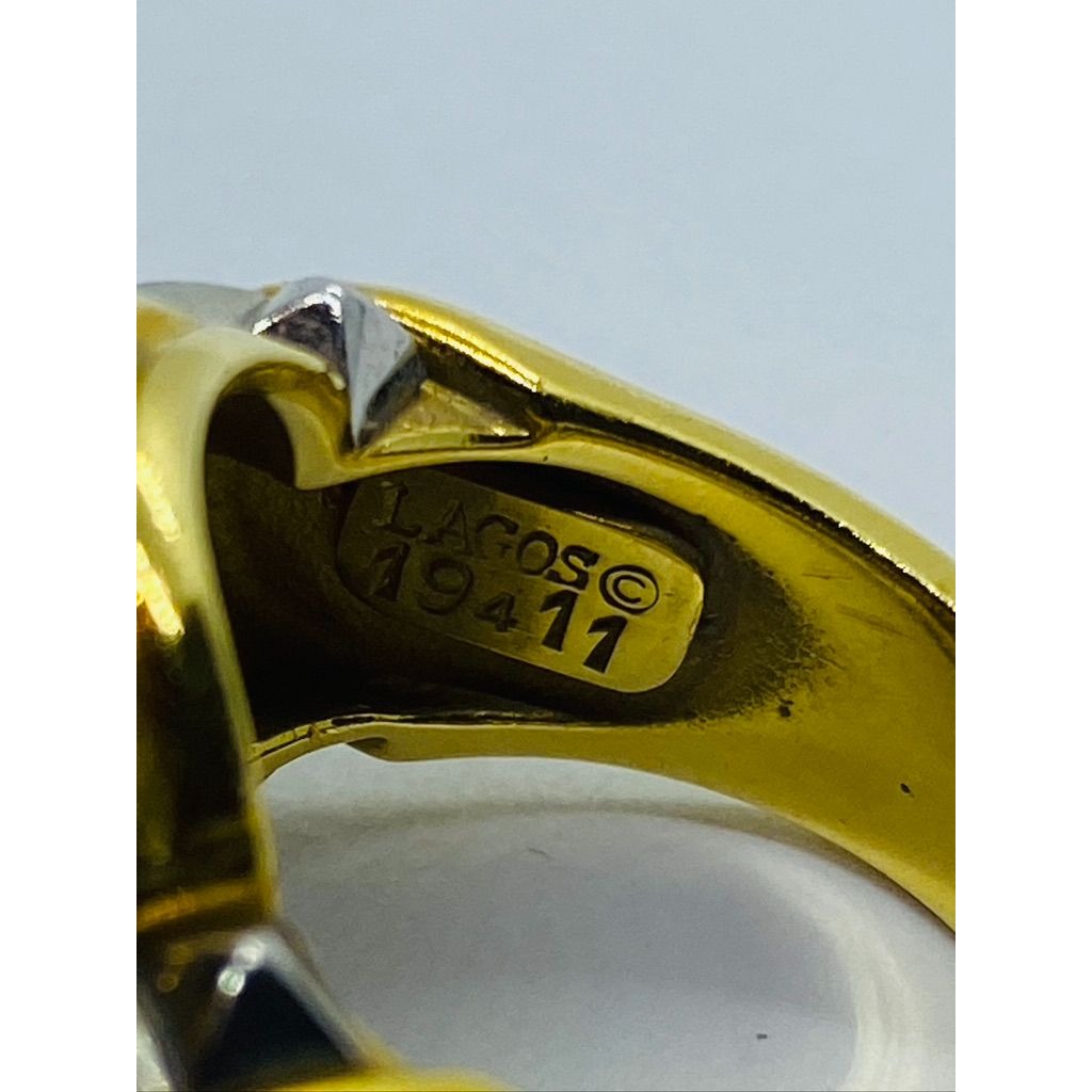 Lagos Platinum + 18k Yellow Gold Jumbo Cocktail Ring 18.04 Grams Size 6.5