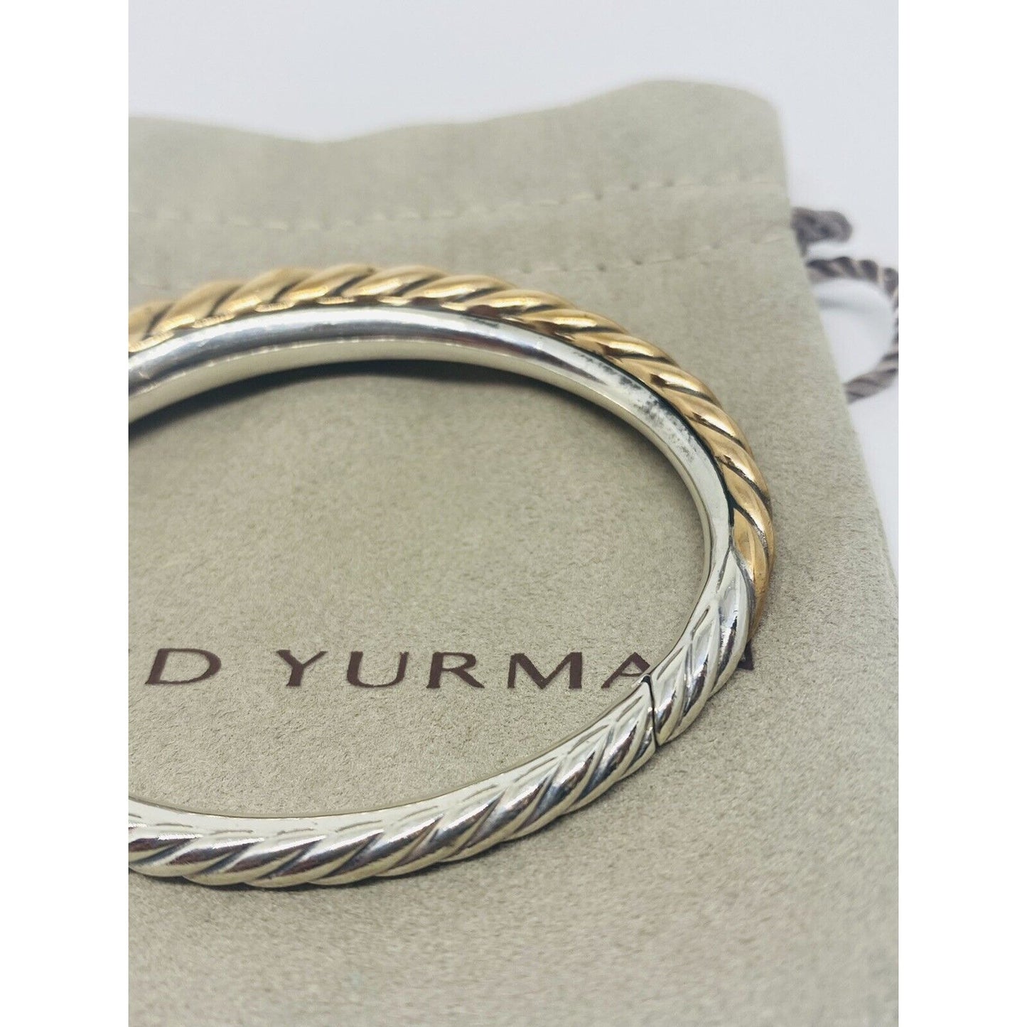 Rare David Yurman Sterling Silver/Bronze 9.5mm Pure Form Cable Bangle Bracelet