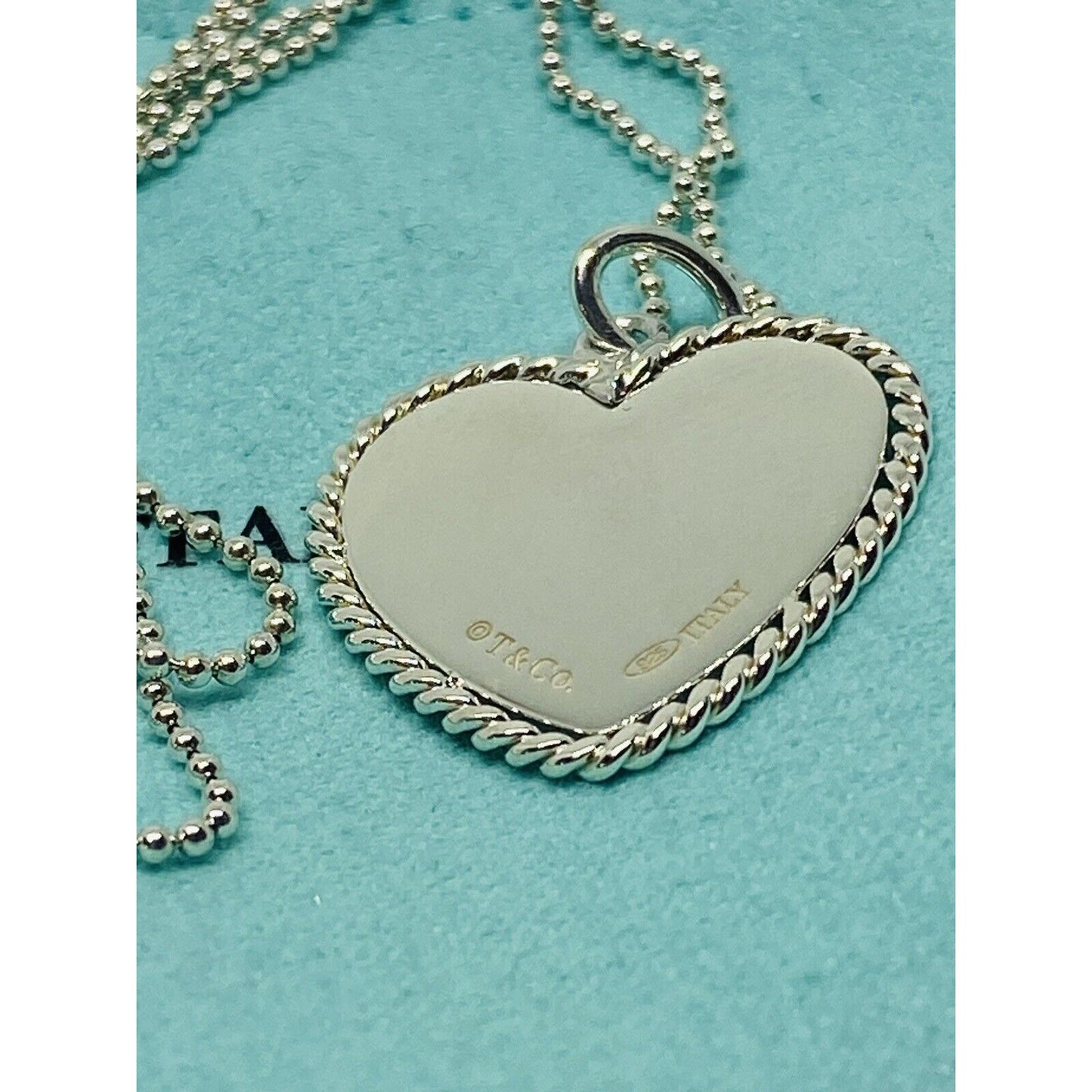 Tiffany & Co. RARE NY Twisted Heart Italy Sterling Silver Pendant Necklace BEAD