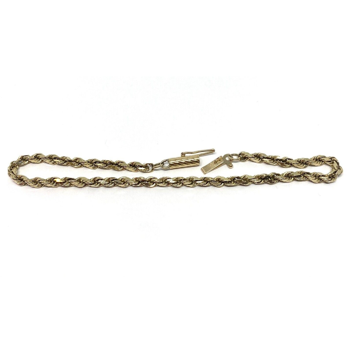 14K Yellow Gold Vintage Diamond Cut Twisted Rope Chain Bracelet 7” 4.6 Grams