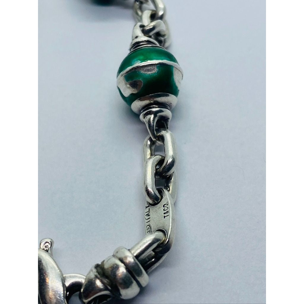 TIFFANY & CO STERLING SILVER BALL BEAD ENAMEL BRACELET ITALY