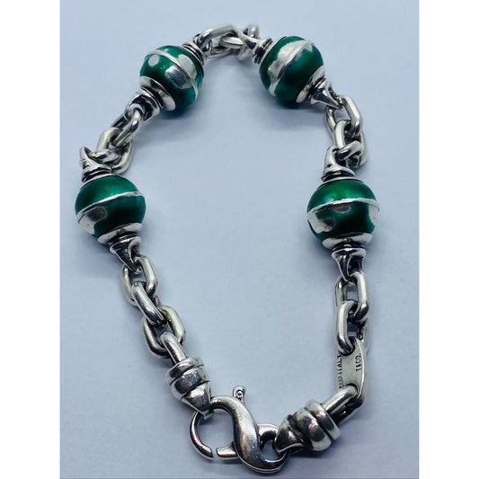 TIFFANY & CO STERLING SILVER BALL BEAD ENAMEL BRACELET ITALY