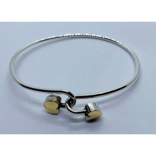 Tiffany & Co. Sterling Silver 925 18K 750 Heart Bangle Bracelet 6.75"