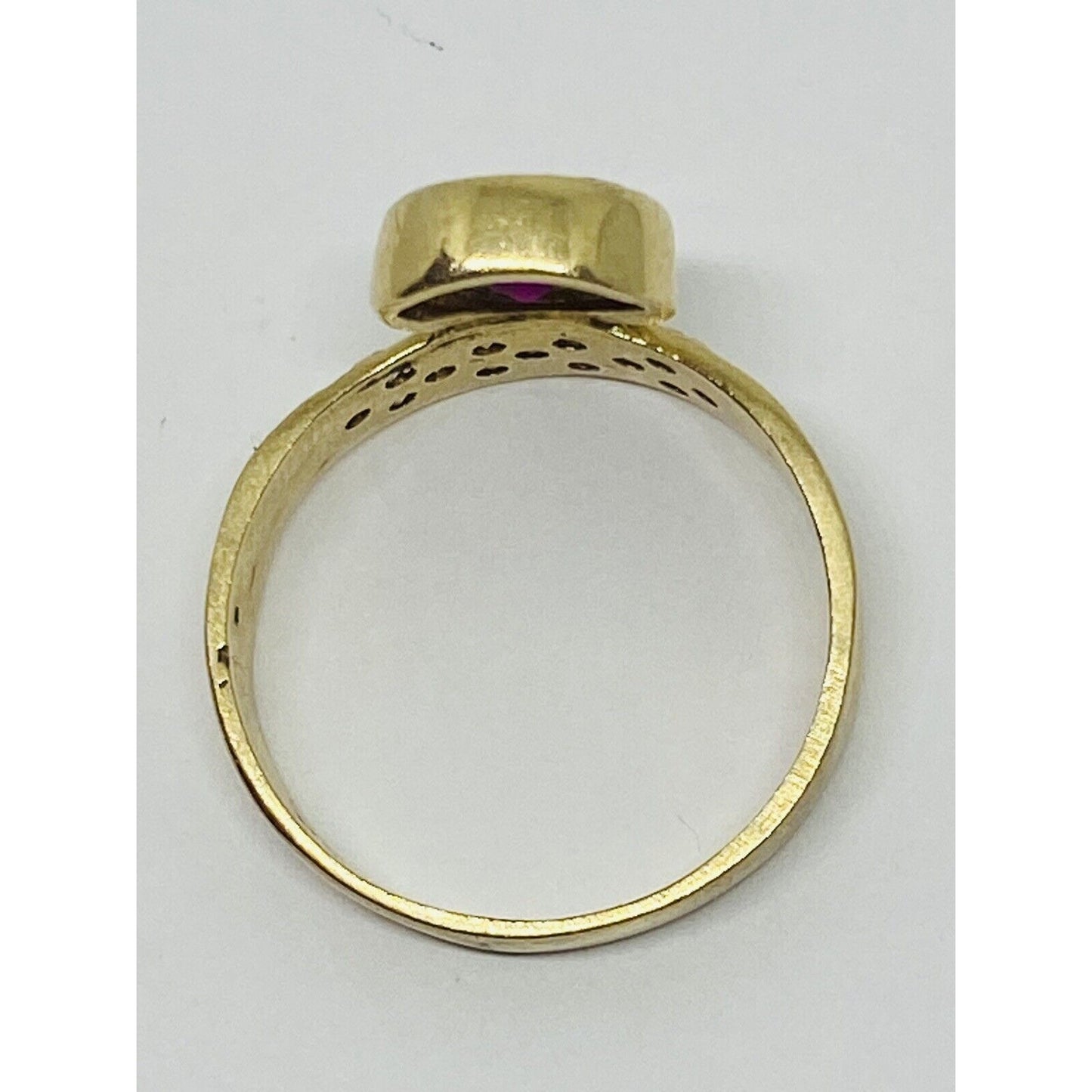 Oval Synthetic Ruby CZ Ring 14k Yellow Gold Size 9 Stone Measures 7.5x5.5MM