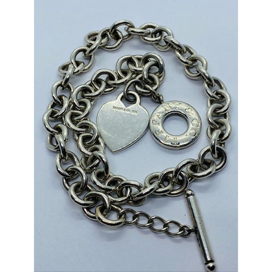 Tiffany & Co Sterling Silver Toggle Heart Tag Blank Heart Necklace 15.75"