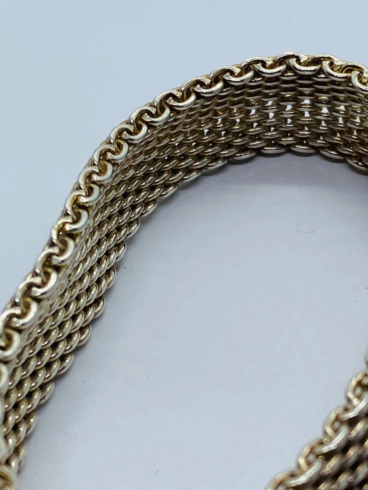 Tiffany & Co. 7.25 Somerset Mesh 15MM Wide Bracelet in Sterling Silver 925