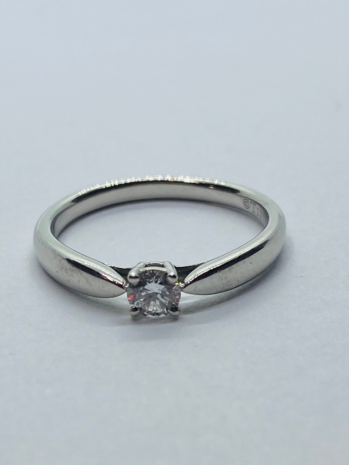 Authentic Tiffany & Co. Platinum And 0.17 CTW Diamond Solitaire Ring, Size 5