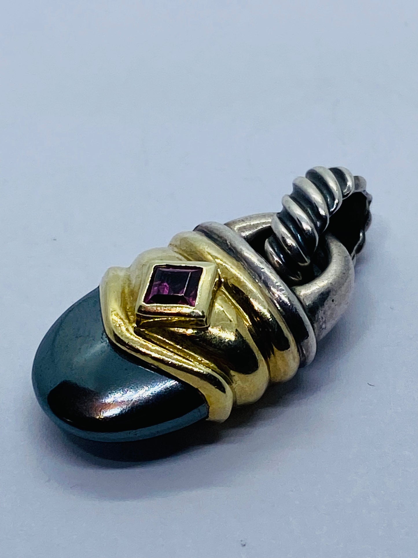 David Yurman Pink Tourmaline Hematite  Renaissance Pendant in 14k Gold 925