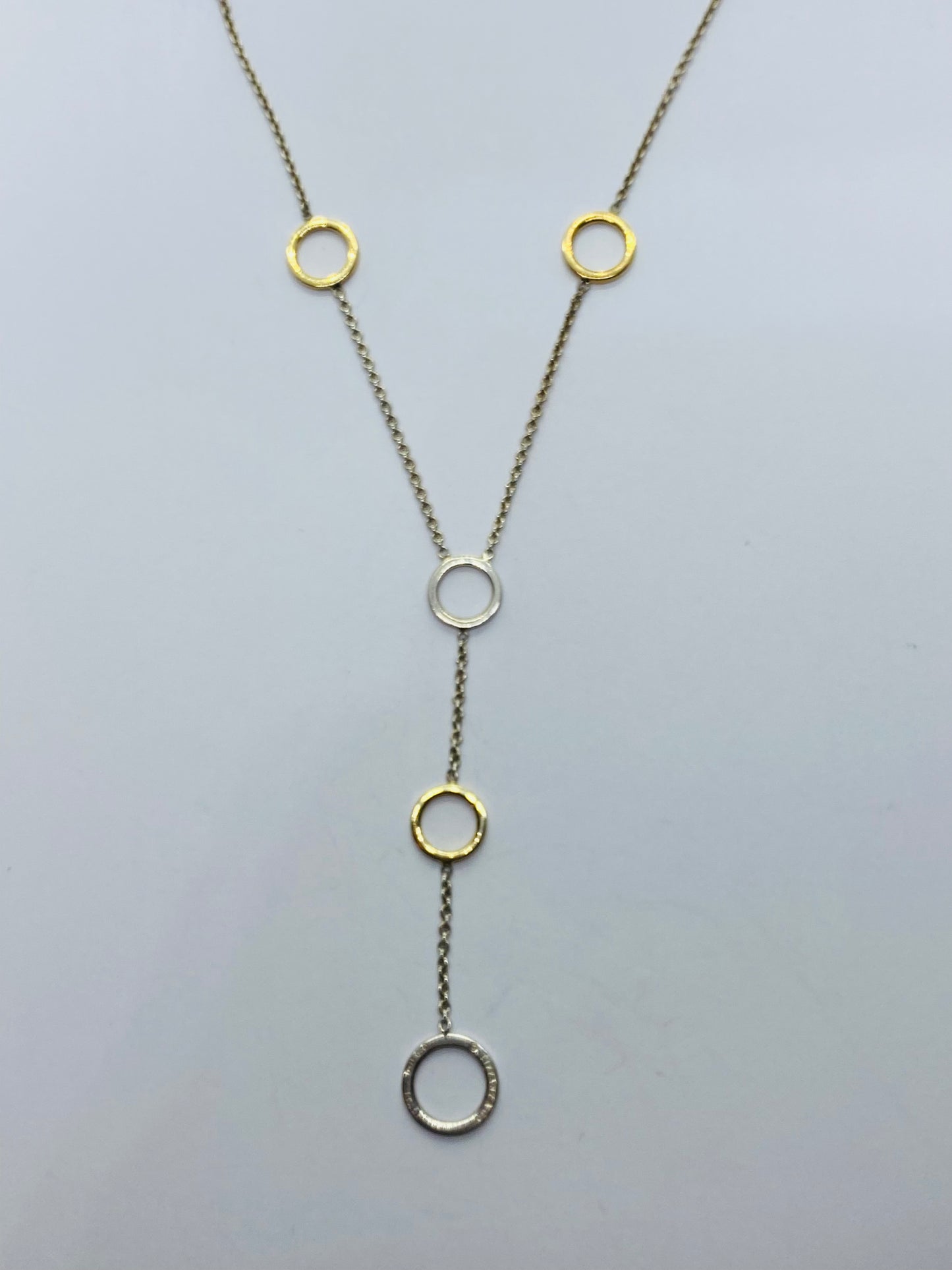 Tiffany Co Lariat 18K 925 Circle Necklace 15.75"