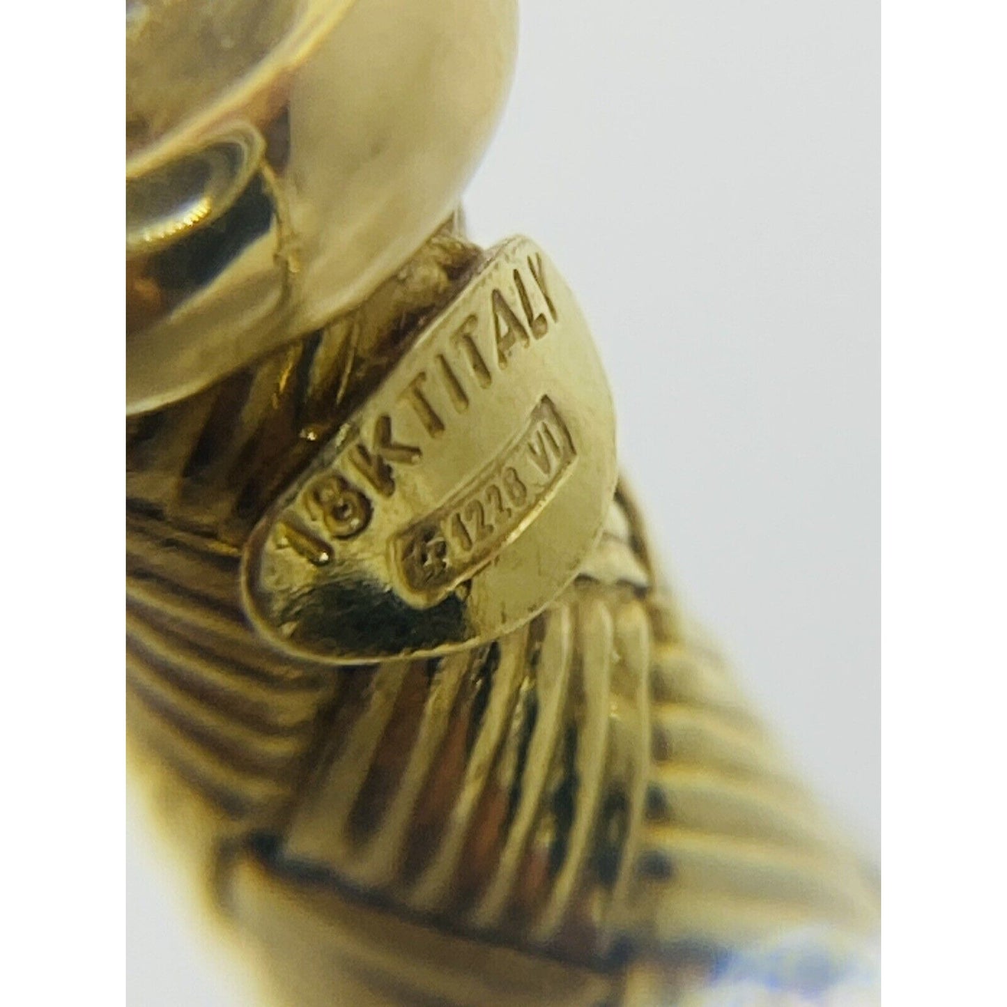 Roberto Coin Diamond Bangle Bracelet Silk Weave 2 Station Solid 18K Gold 7”