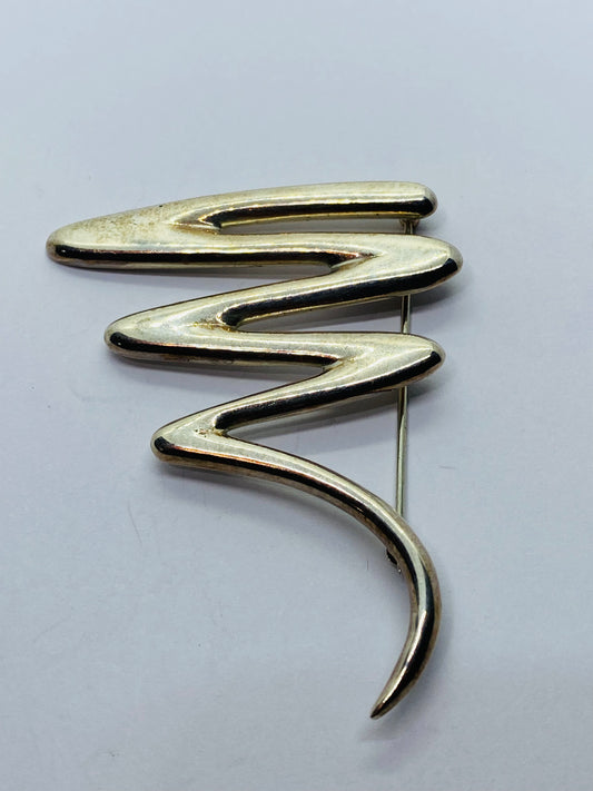 Tiffany & Co Paloma Picasso Sterling Silver Zig Zag Vintage Brooch. LARGE