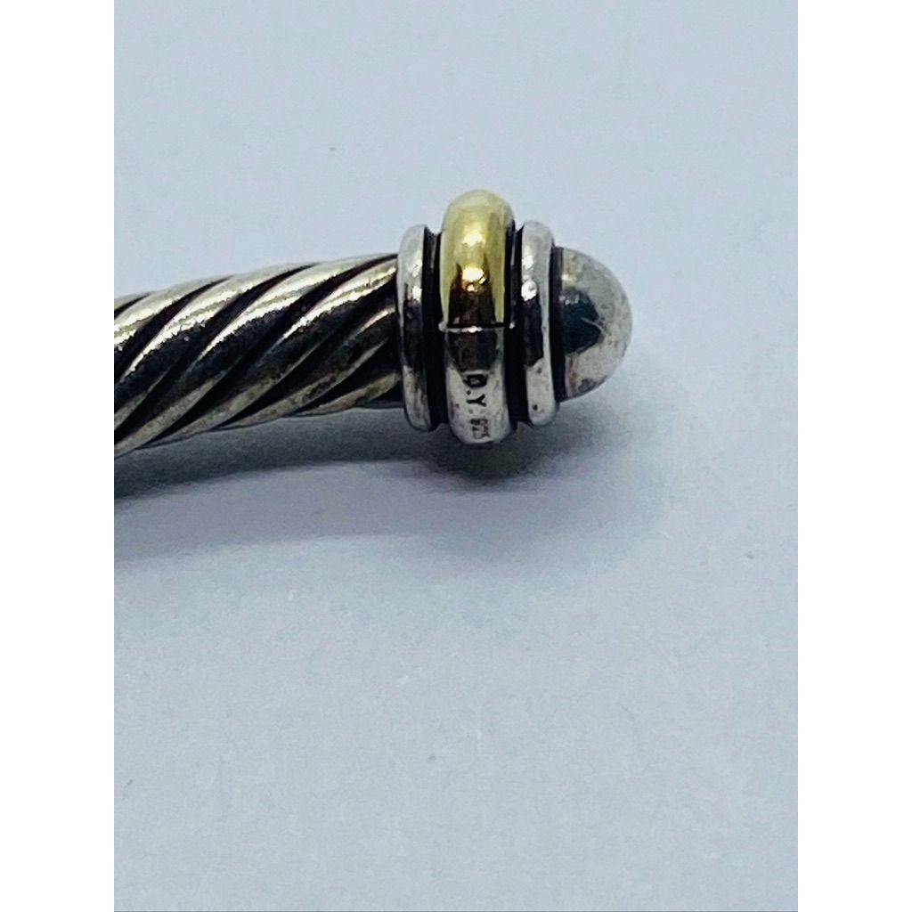 David Yurman Sterling Silver 18K 750 Gold 4mm Dome Bracelet