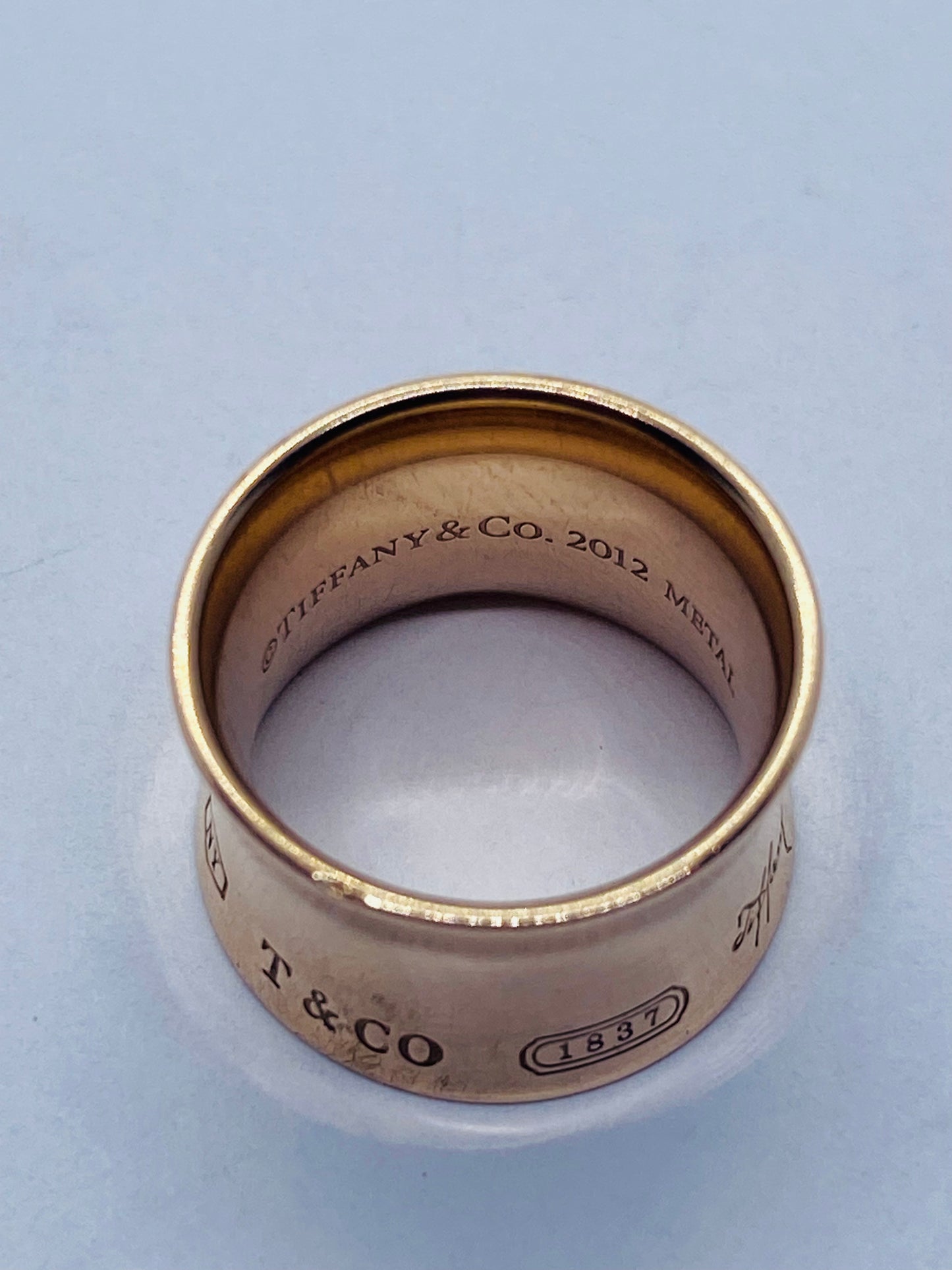 Tiffany & Co. Rubedo Metal 1837 Wide Concave Ring Size 4 Pouch Box