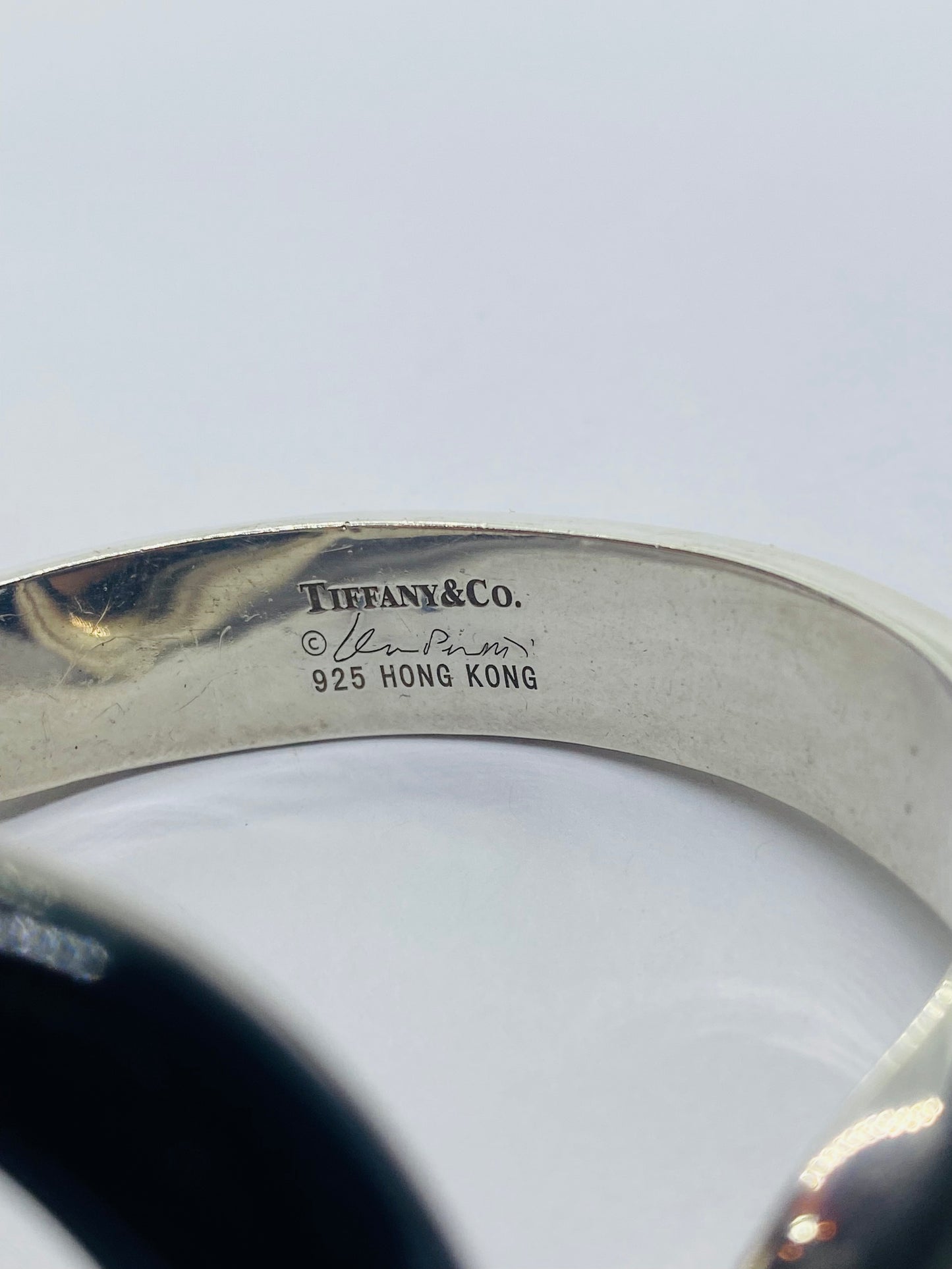 Tiffany & Co Silver Peretti Black Jade Sevillana Bangle Bracelet Small Wrist