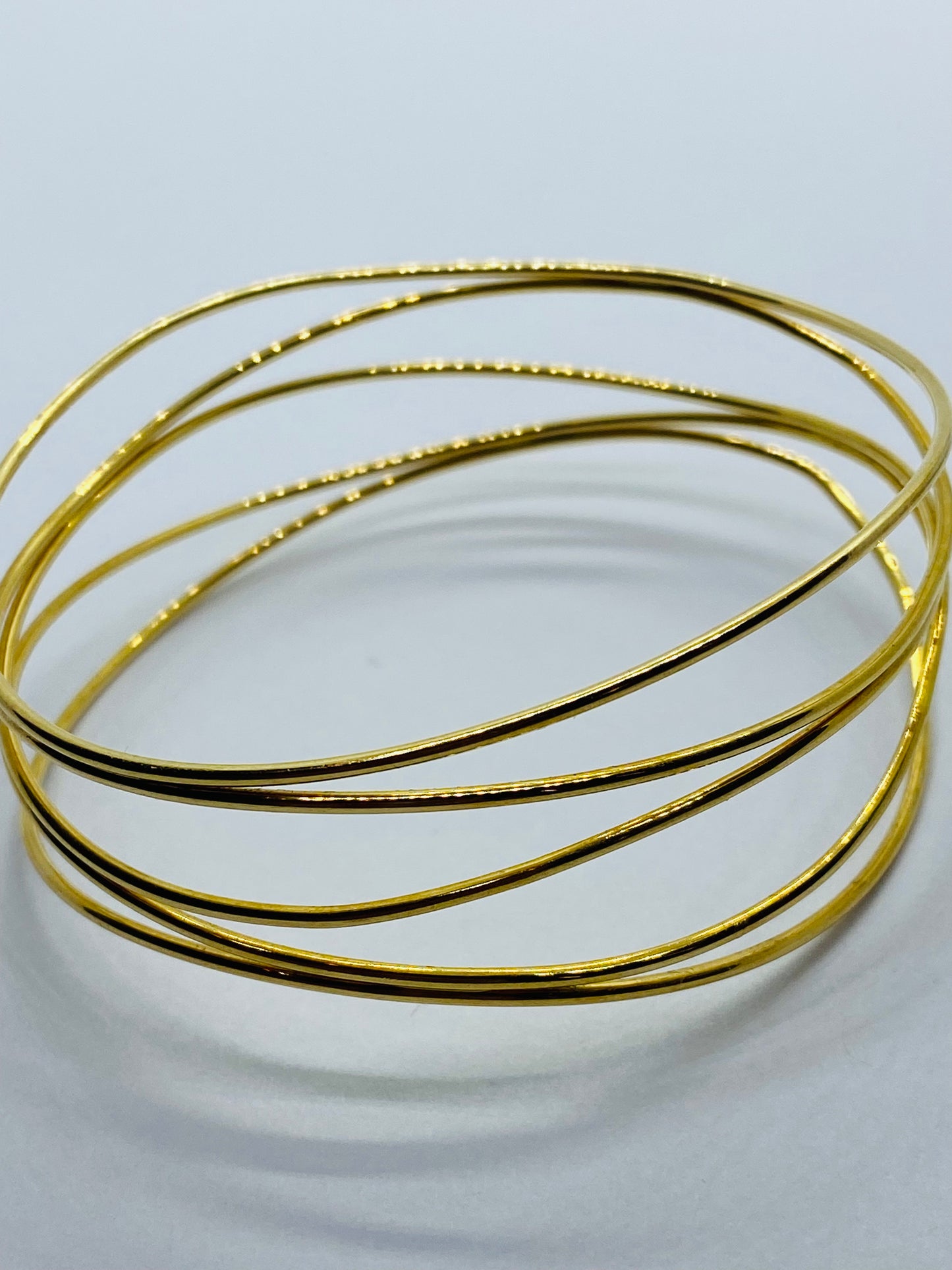 Authentic Tiffany & Co. Elsa Peretti 18k Wave 5 Row Bracelet Bangle Yellow Gold