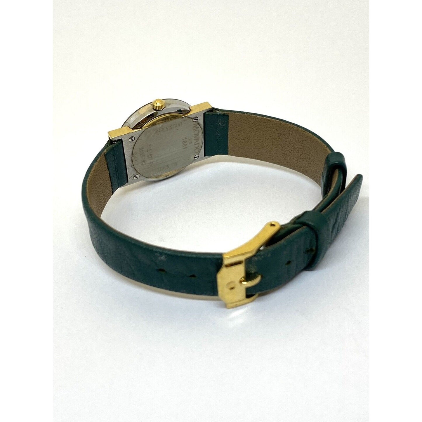 Movado Limited Edition Ladies Gold Tone Museum Green Dial Leather Strap In Box