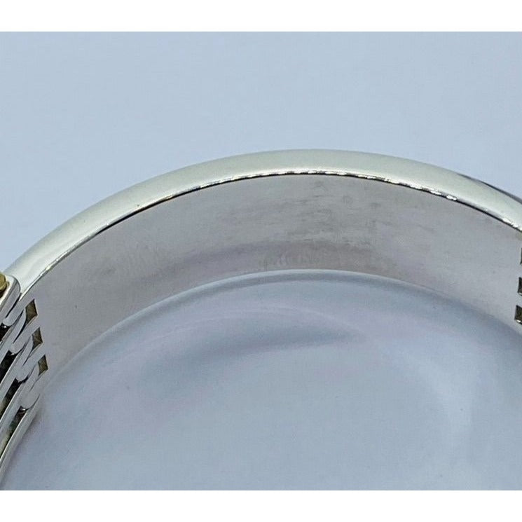 Tiffany & Co. Sterling Silver 18K 750 Yellow Gold ID Bar Gatelink Bracelet 7”
