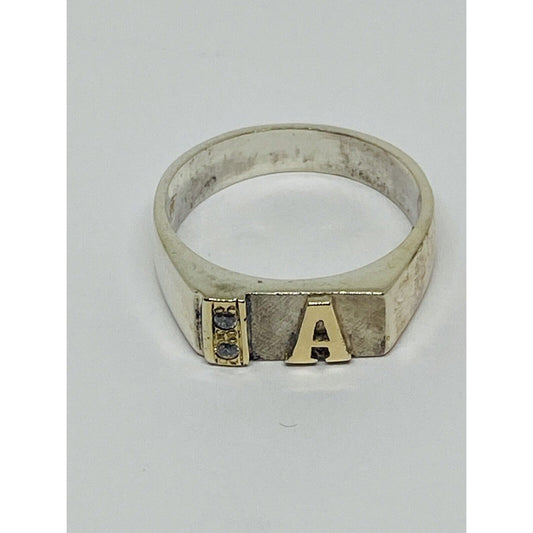 Sterling Silver 18k Gold Letter Initial A Ring Size 5.75