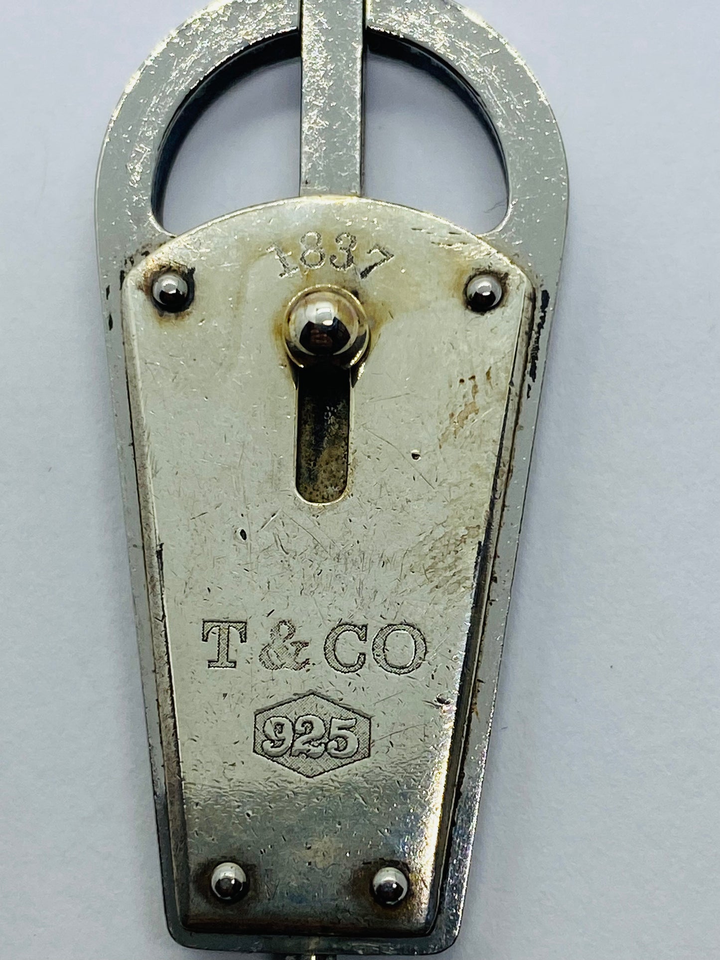 Tiffany & Co. Sterling Silver with Stainless Steel 1837 Valet Keychain Key Ring