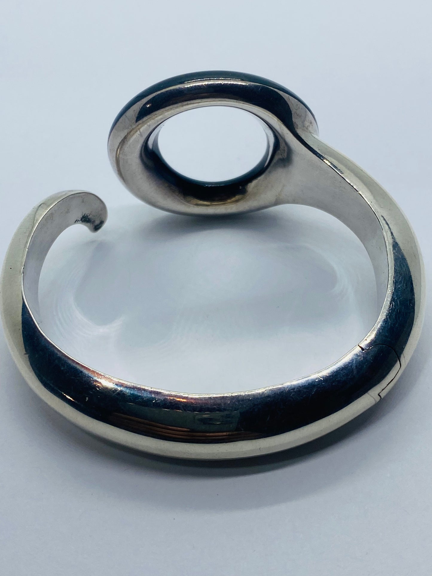Tiffany & Co Silver Peretti Black Jade Sevillana Bangle Bracelet Small Wrist