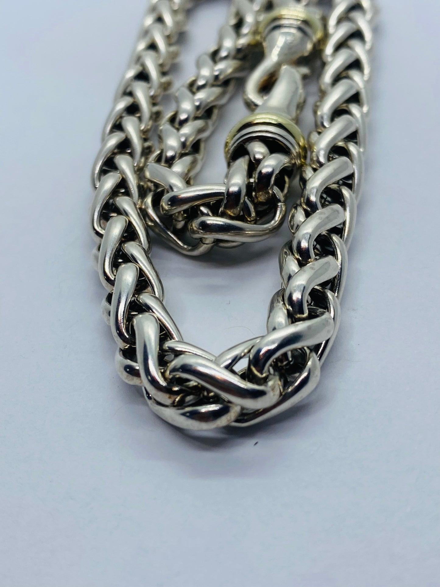 DAVID YURMAN Wheat Link Necklace Sterling Silver + 14k Gold  16” 88.9 Grams