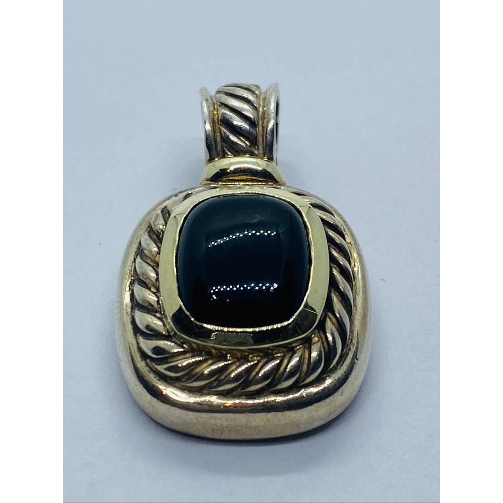 David Yurman 925 Silver 585 Gold Black Onyx Iconic Albion Enhancer Pendant