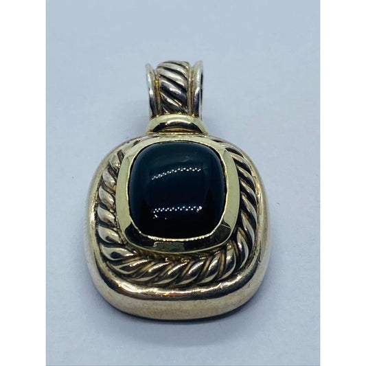 David Yurman 925 Silver 585 Gold Black Onyx Iconic Albion Enhancer Pendant