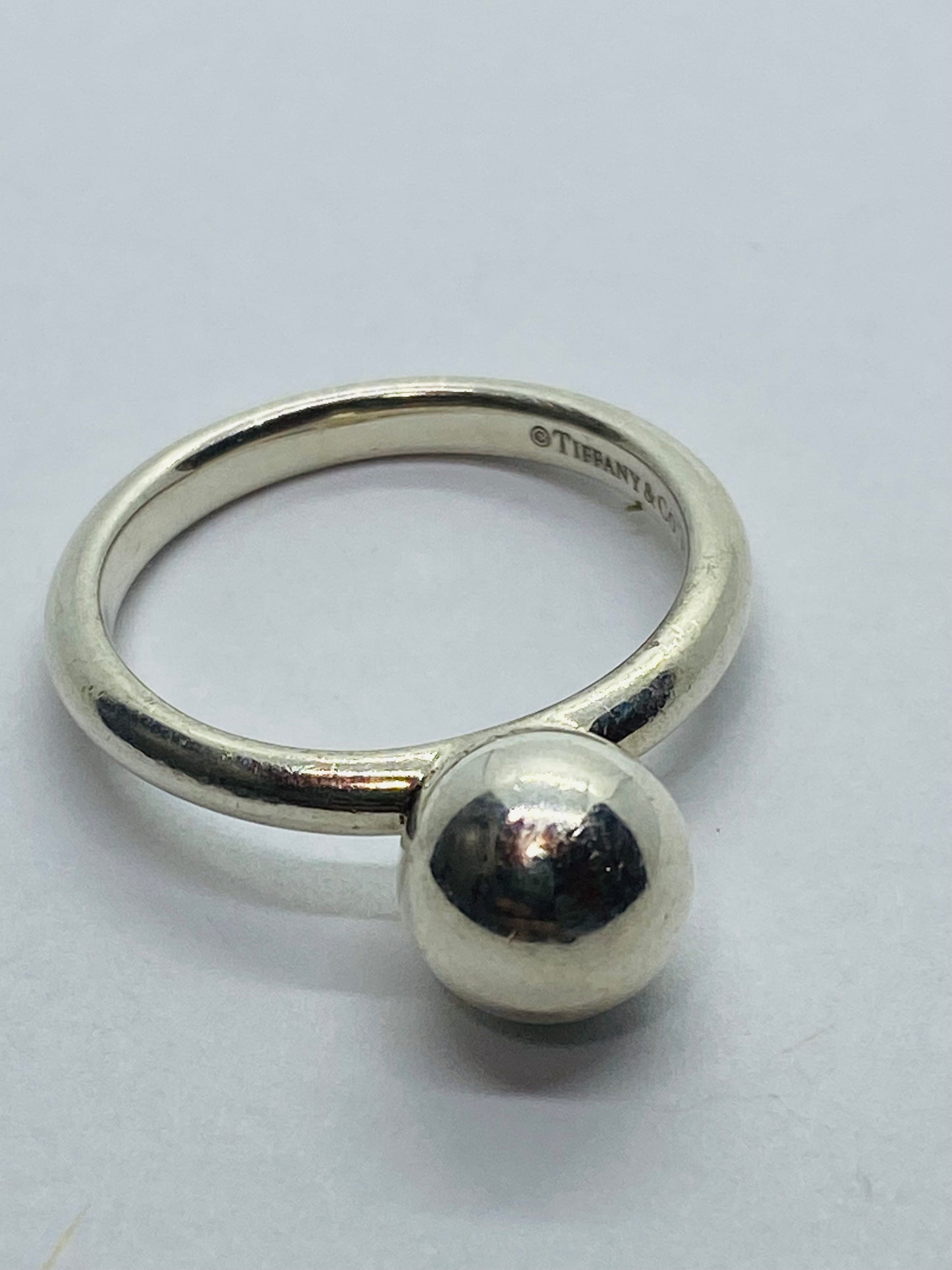 Tiffany Co Sterling Silver 8mm HardWear Hardware Round Ball Ring Size 5.75
