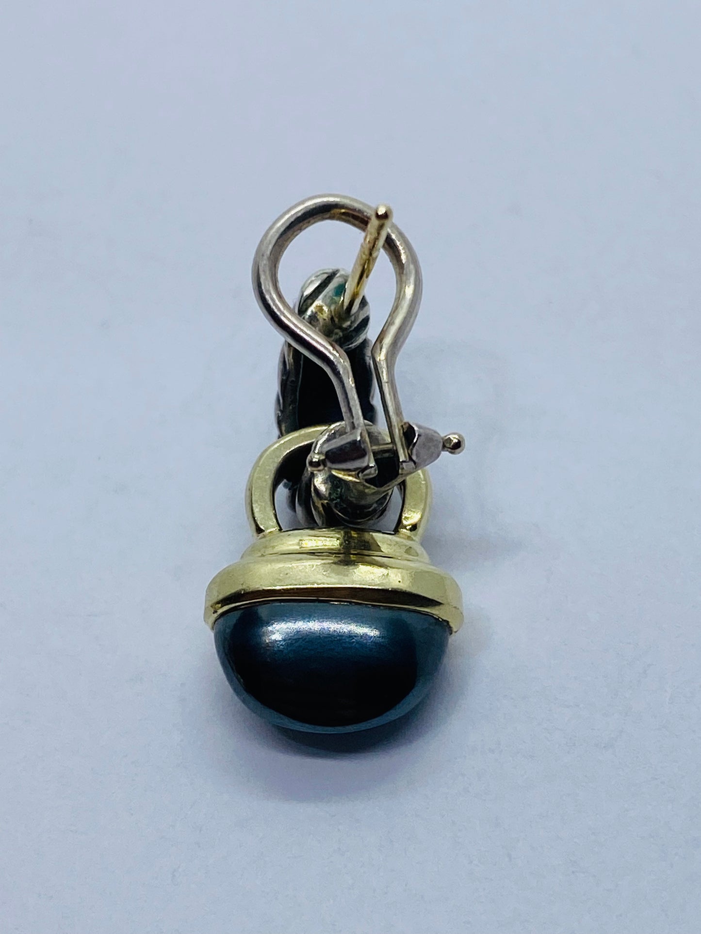 David Yurman 925 Sterling Silver & 14k Gold Hematite Acorn Earrings