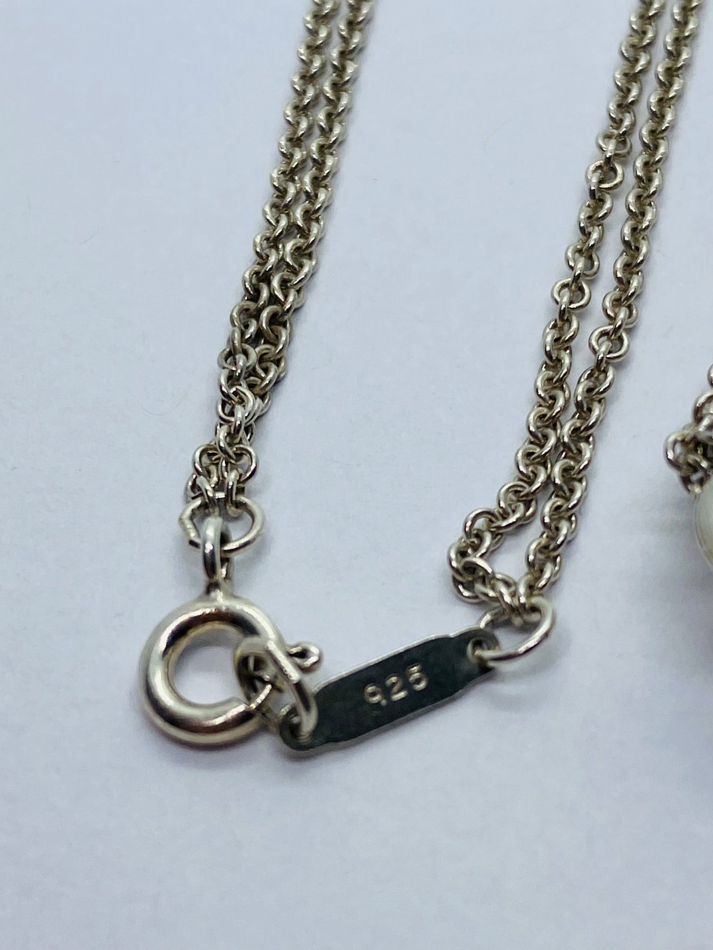 Tiffany & Co. Sterling Silver Double Chain Infinity Pendant Necklace 16”