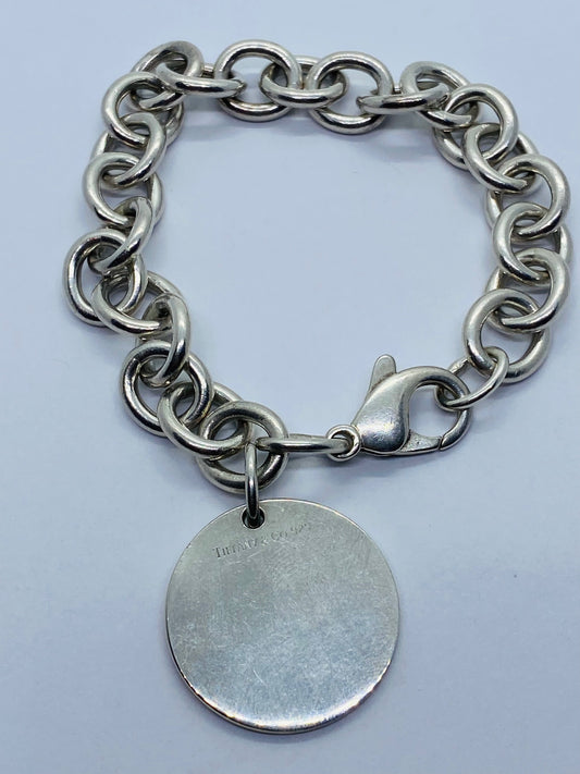 Tiffany & Co. Sterling Silver Round Tag Bracelet 7 1/2