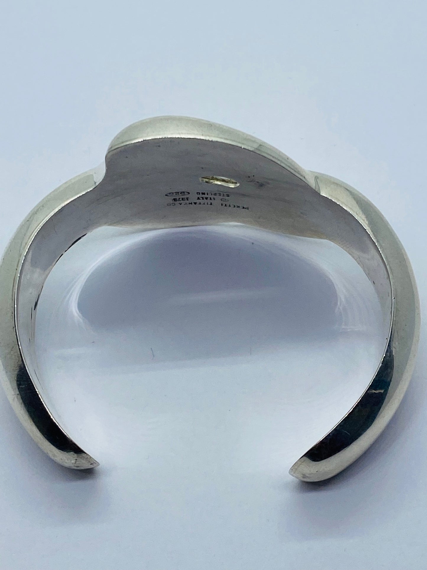 Tiffany & Co. Peretti Spain Sterling Silver Heart Knot Cuff Bracelet 1978 6”