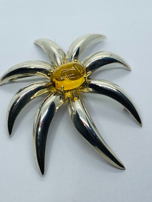 Tiffany & Co Fireworks Large Brooch With Citrine 1995 925 Sterling 750/18K Gold