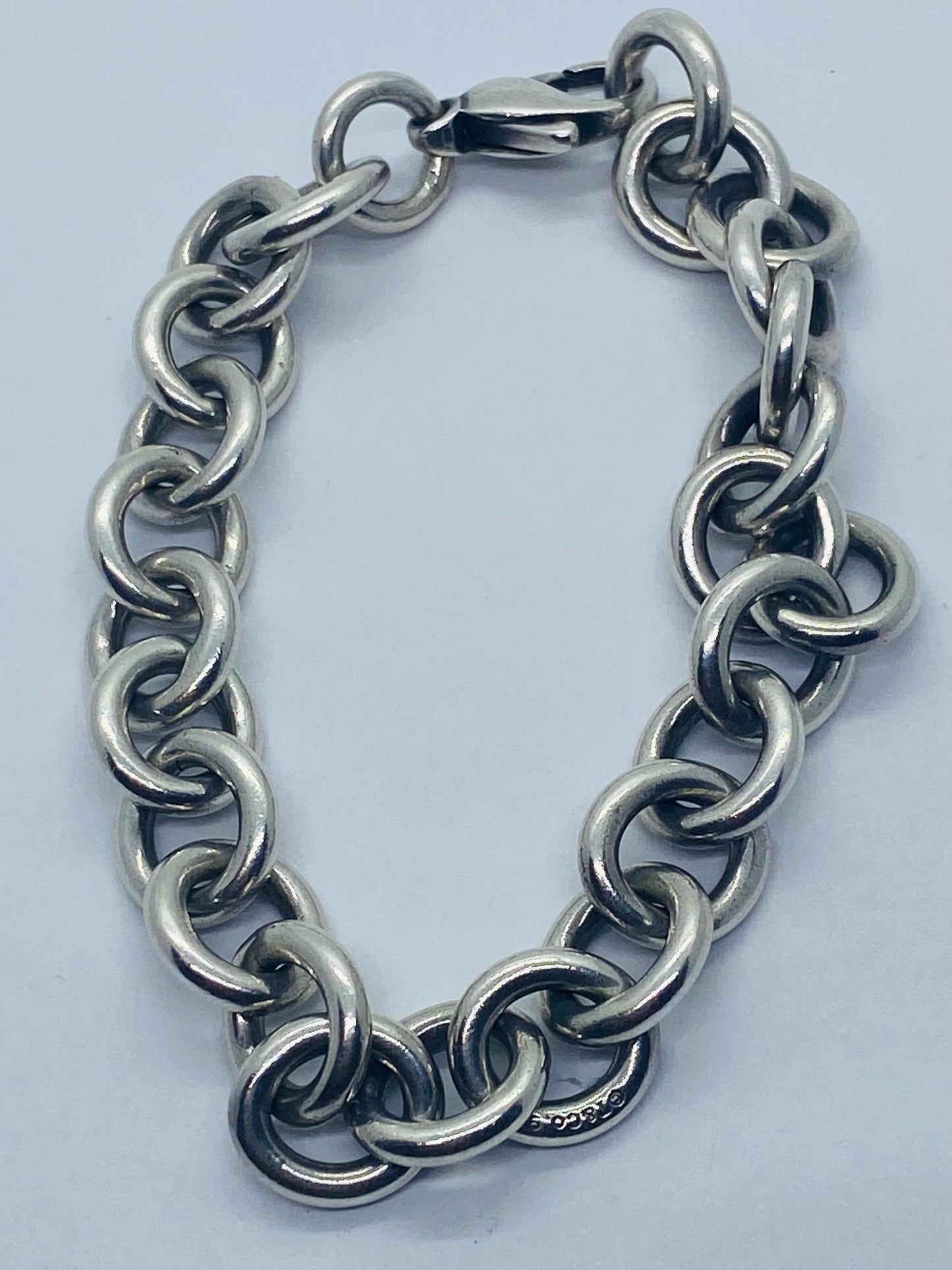 7.25” Tiffany & Co Sterling Silver Unisex Rolo Round Link Chain Bracelet