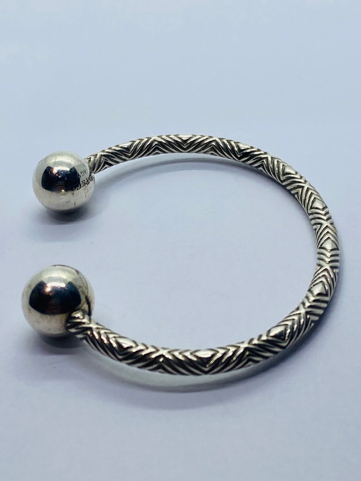 Tiffany & Co. Textured HardWear Ball Cuff Bracelet Sterling Silver 925 SMALL 5.5
