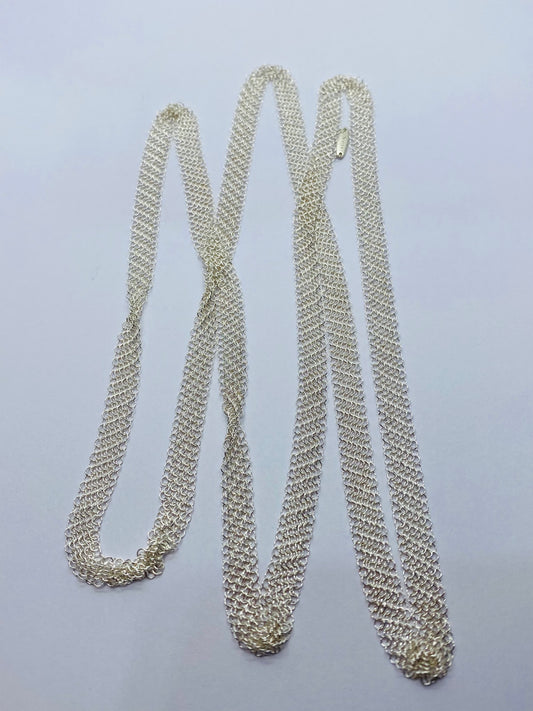 Tiffany & Co Peretti Somerset Mesh Scarf Necklace Sterling Silver 31” Pouch Box