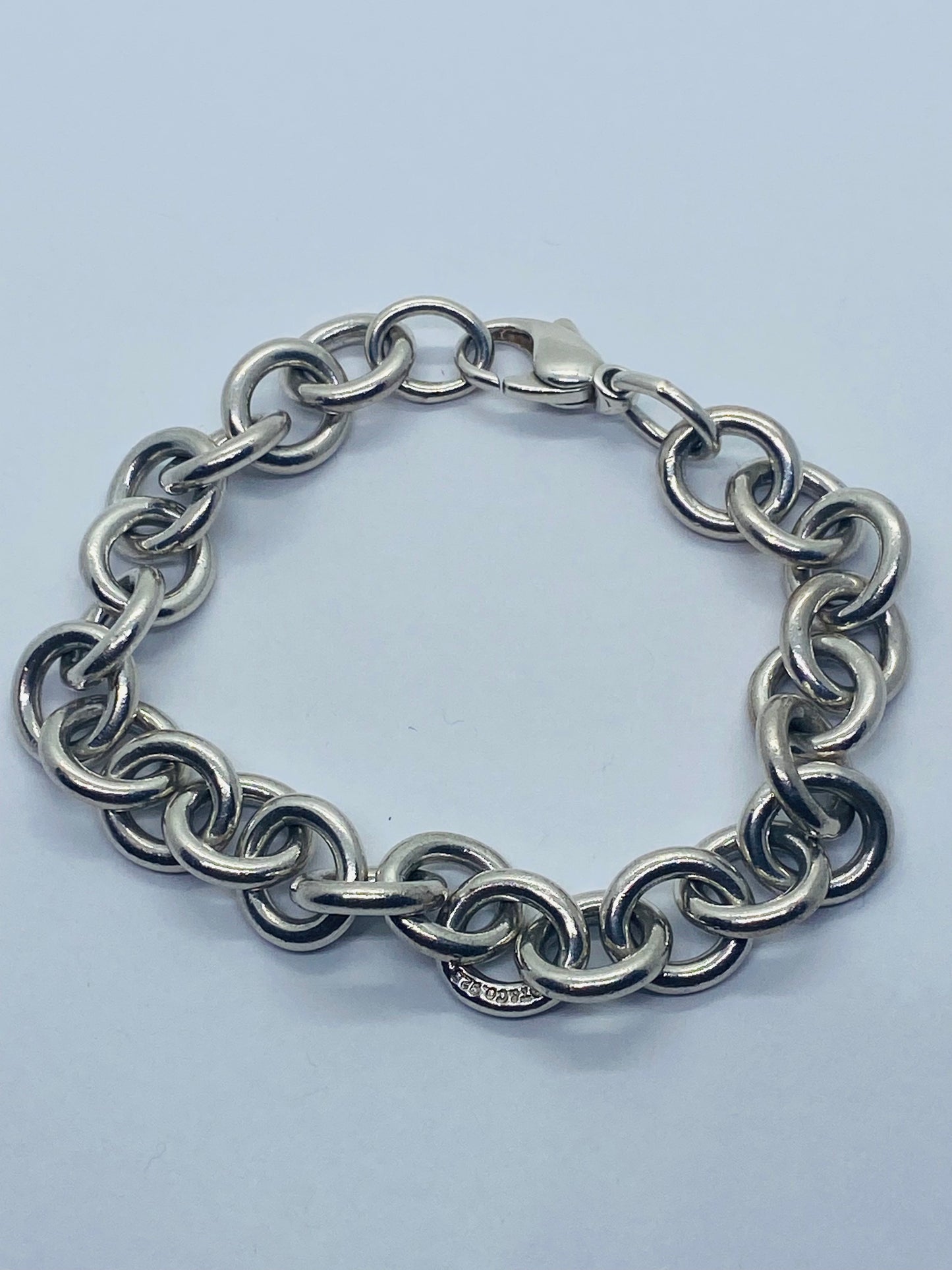 7.5” Tiffany & Co Sterling Silver Unisex Rolo Round Link Chain Bracelet Hallmark