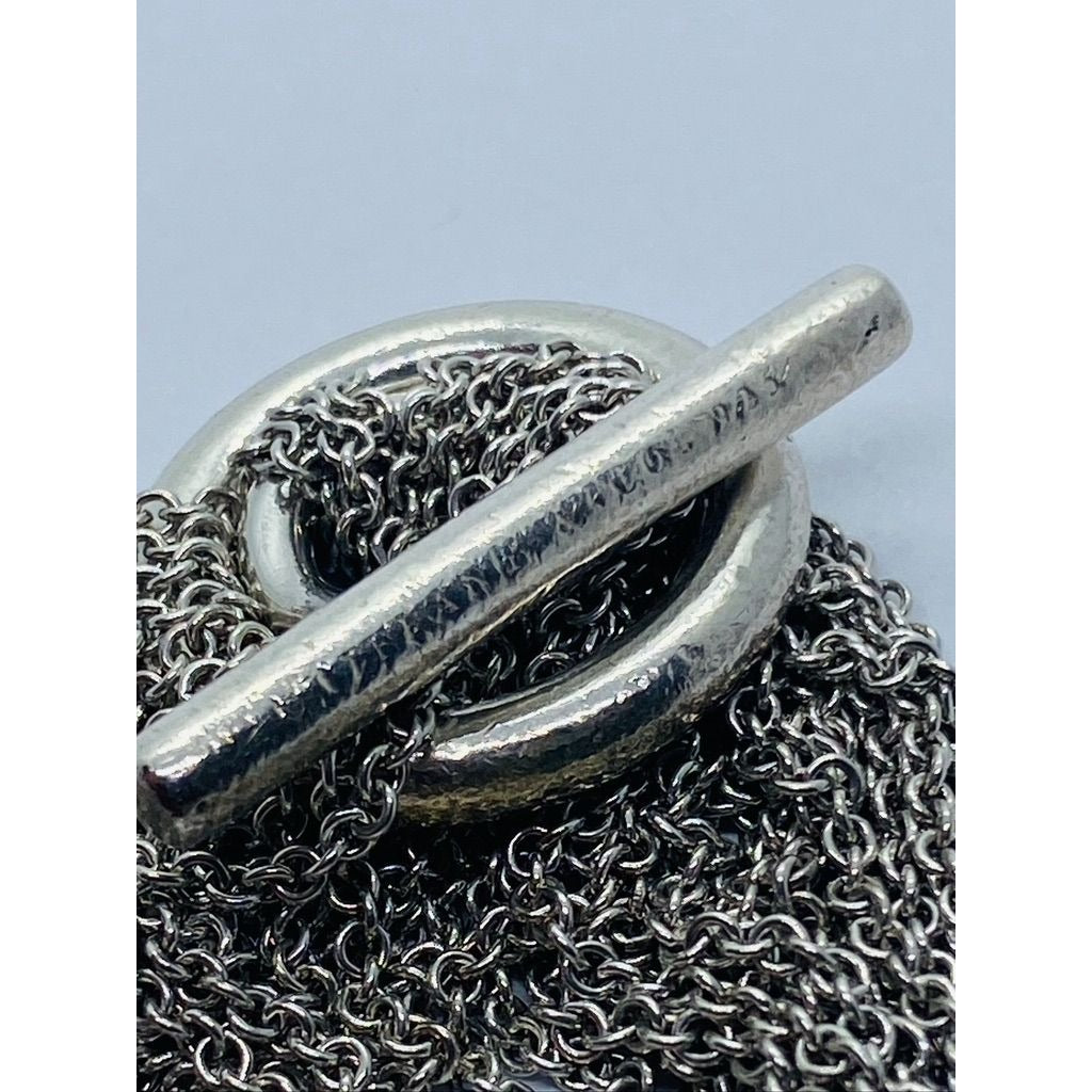 Tiffany & Co. 925 Silver Multi Strand Mesh Toggle 7.25" Bracelet