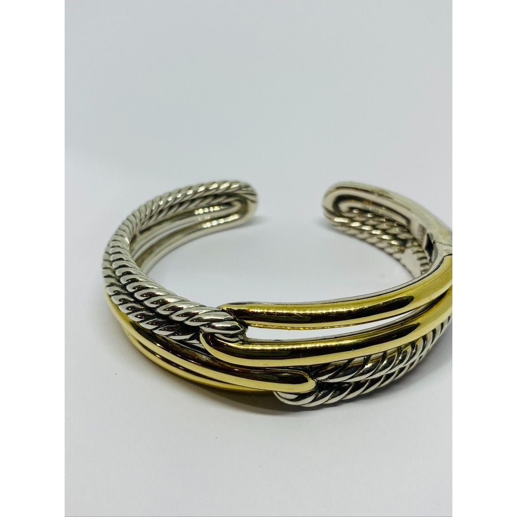 David Yurman Two Tone 18k Gold & Sterling Silver Double Loop Labyrinth bracelet