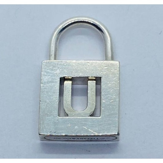 Tiffany & Co Letter U Initial Padlock Charm Pendant Opens Closes