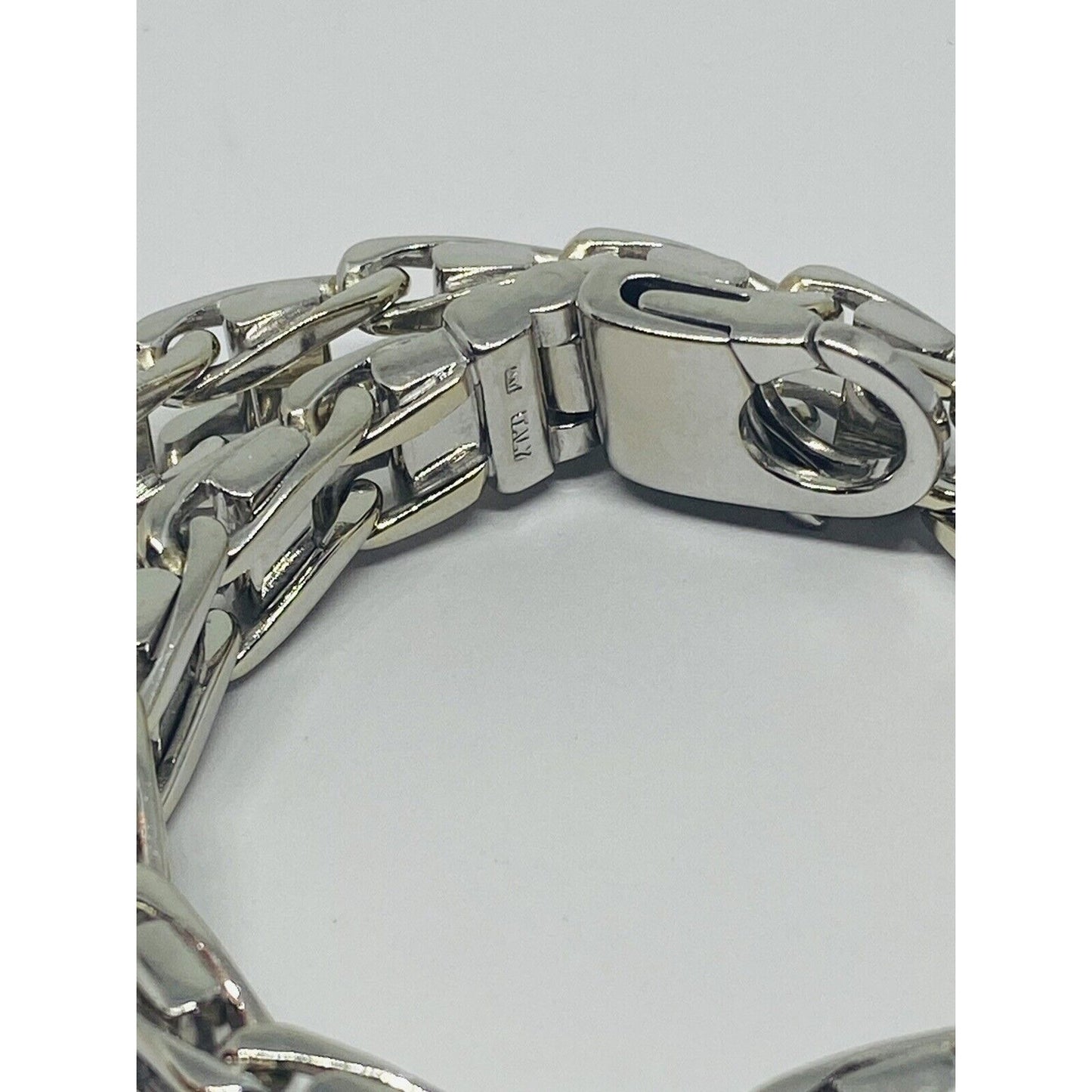 14k White Gold Railroad Train Tracks Men's Bracelet, 8.5” 72 Gram,  HEAVY RARE!