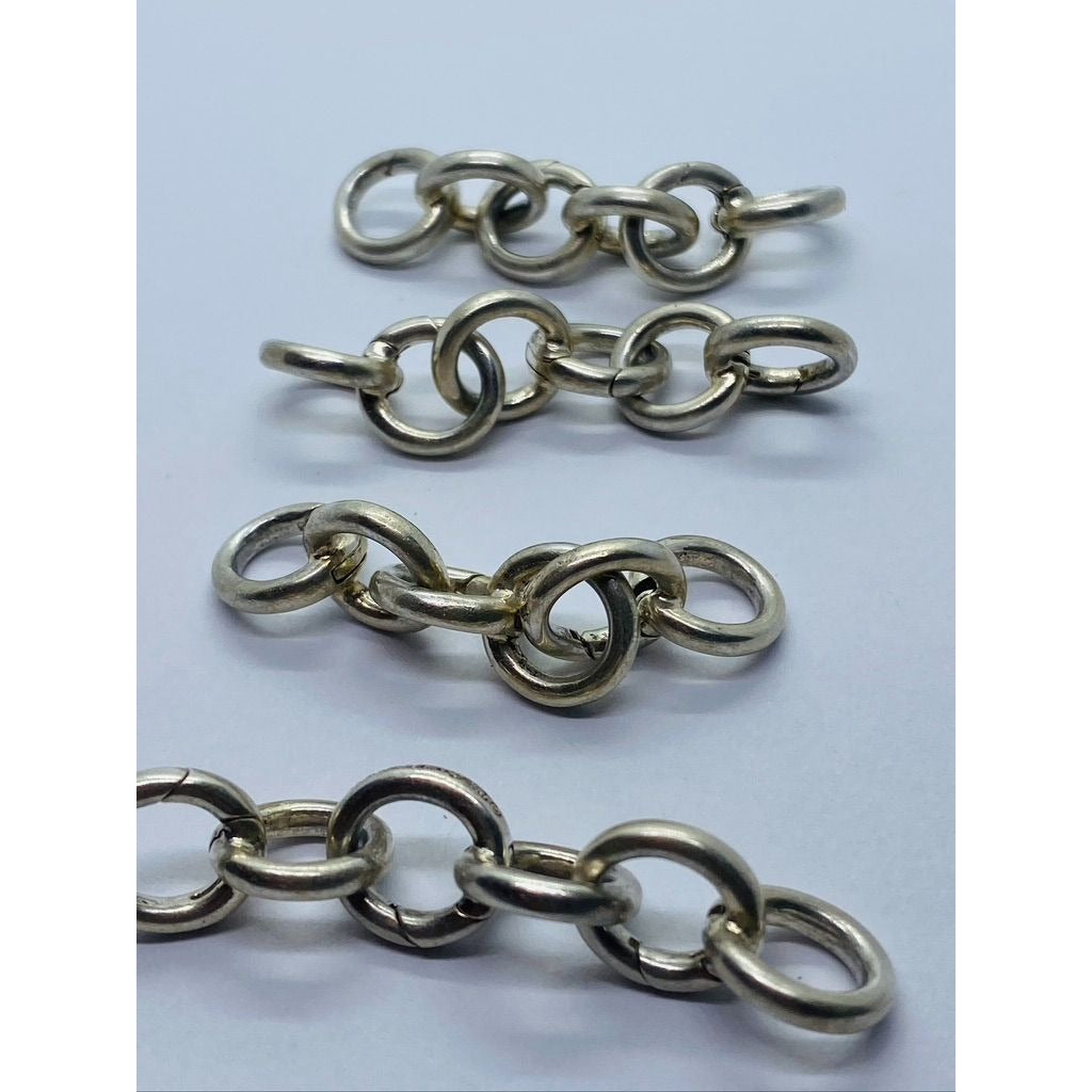 Tiffany Co Italy Sterling Silver Round Circle Clasping Link 8" Bracelet