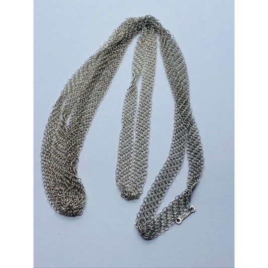 Tiffany & Co Peretti Somerset Mesh Necklace Sterling Silver 31” Pouch Box
