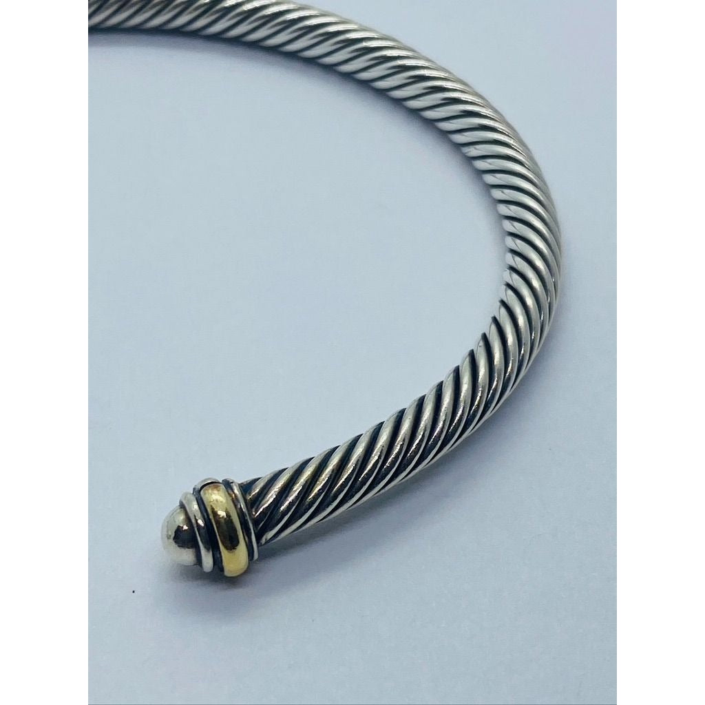 David Yurman Sterling Silver 18K 750 Gold 4mm Dome Bracelet 6.75"
