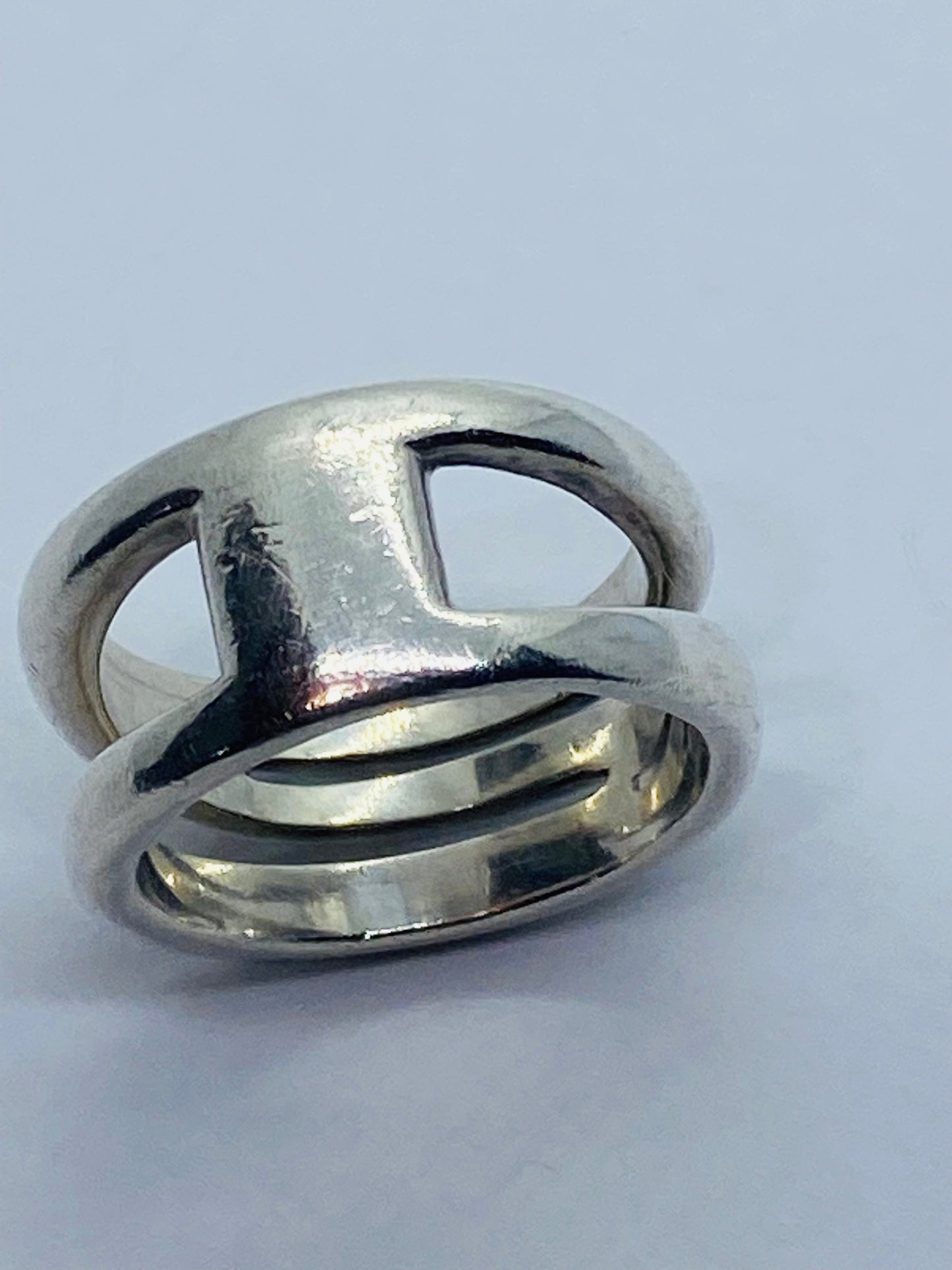 Tiffany & Co. Italy Sterling Silver Diagonal Wide Band Ring Size 7