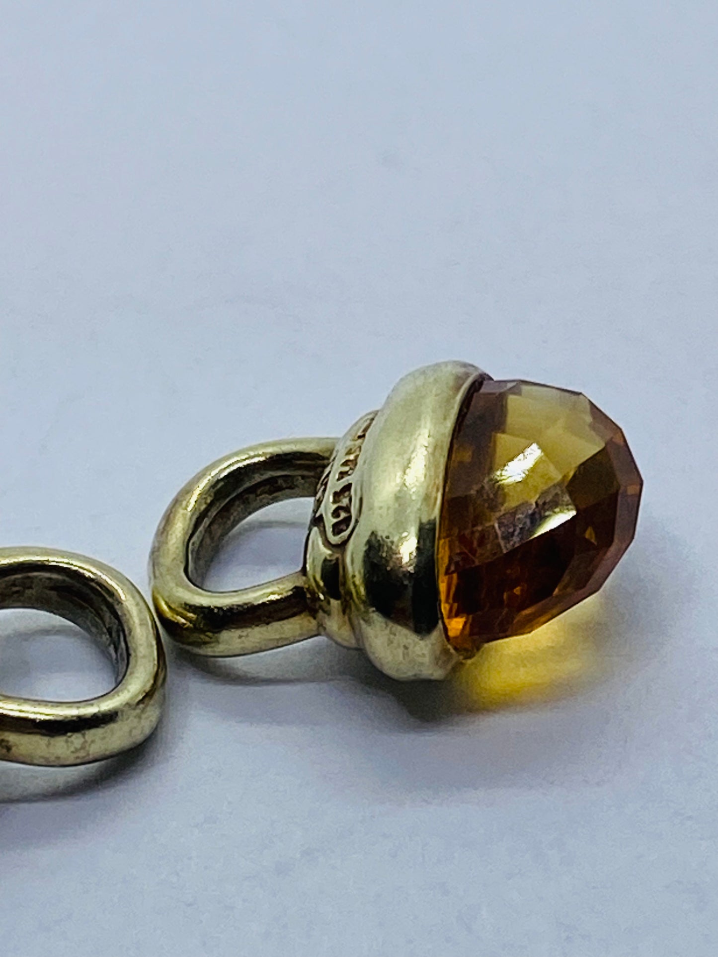 David Yurman 925 Sterling Silver & 14k Gold Citrine Acorn Earrings