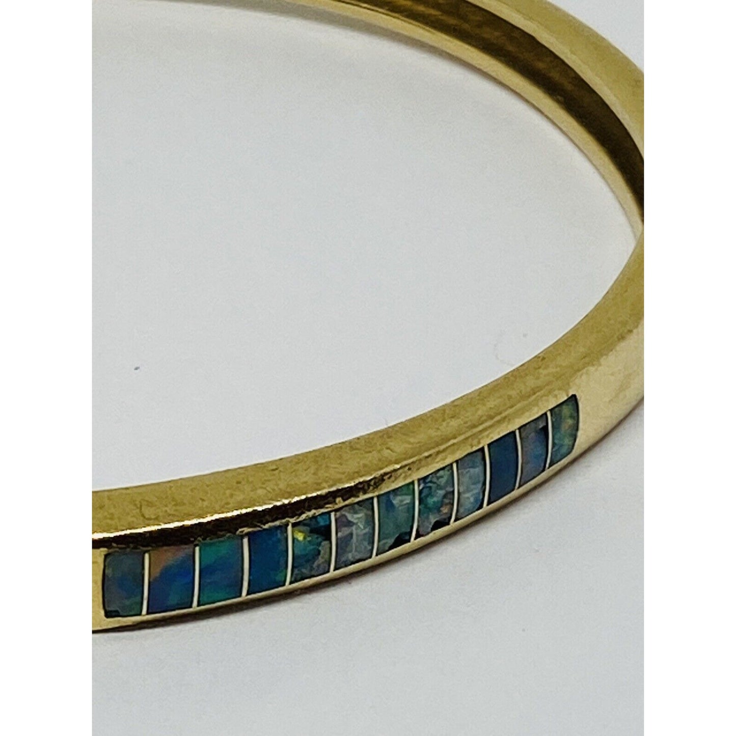 Kabana heavy 14K YG 0.82CT diamond tanzanite & opal bangle bracelet 20.2 Grams