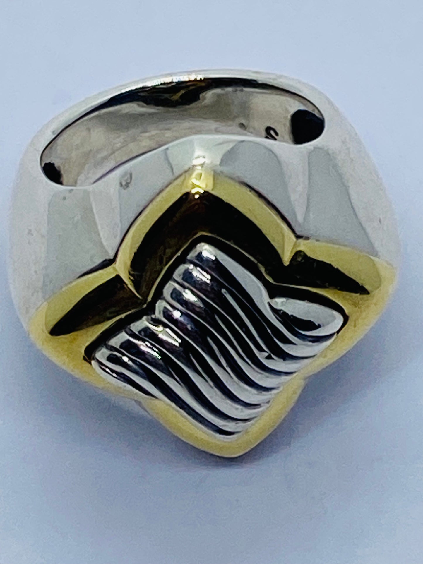 David Yurman Quatrefoil Cable Sterling Silver 925 & 18K 750 Gold Ring Size 5